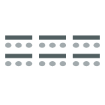 Columns of tables with seating placed behind the tables. 