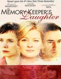 Film poster with three solemn faces in soft focus with a pale pink background