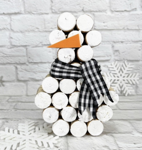 snowman made from painted bottle corks
