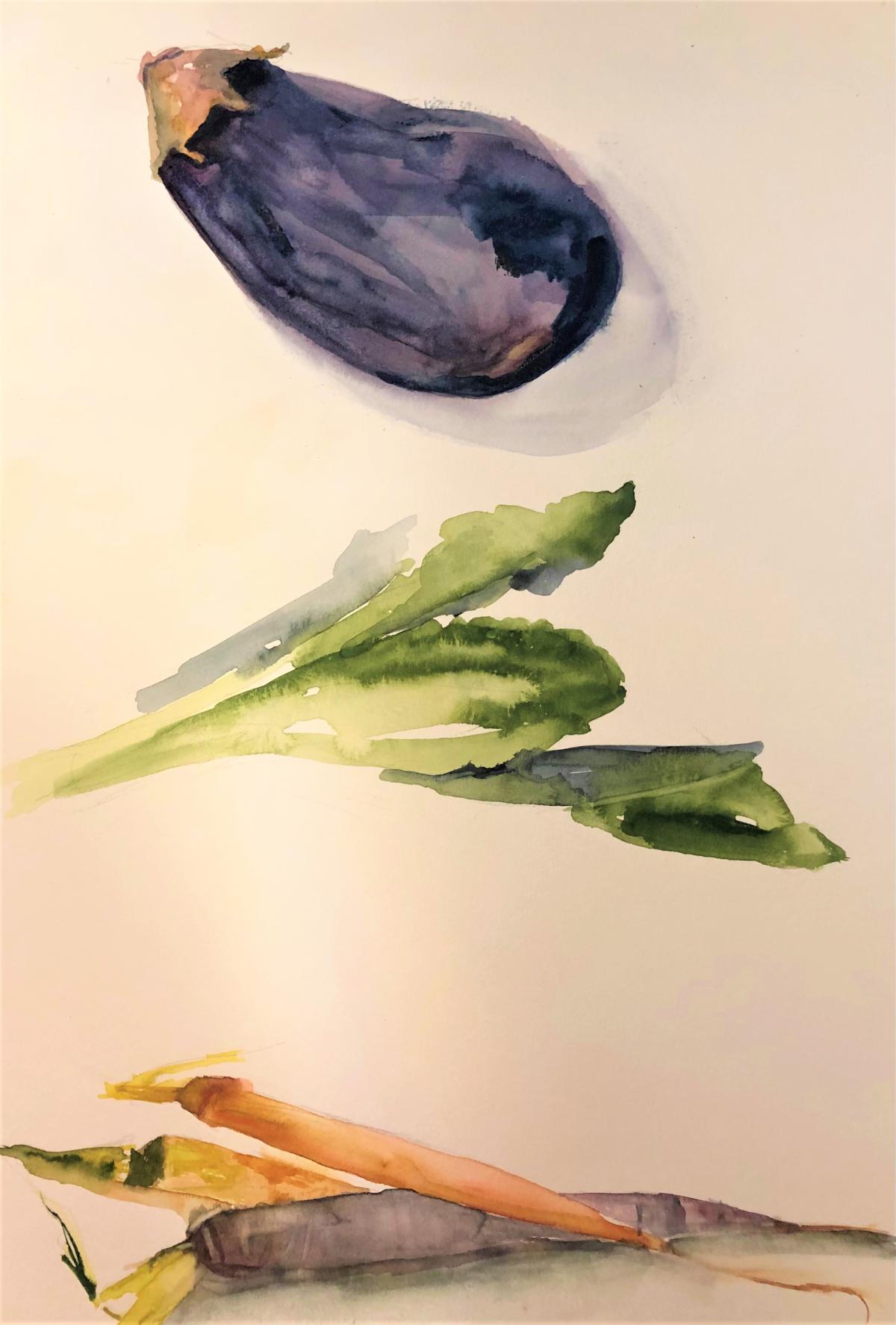 watercolor fruits and vegetables