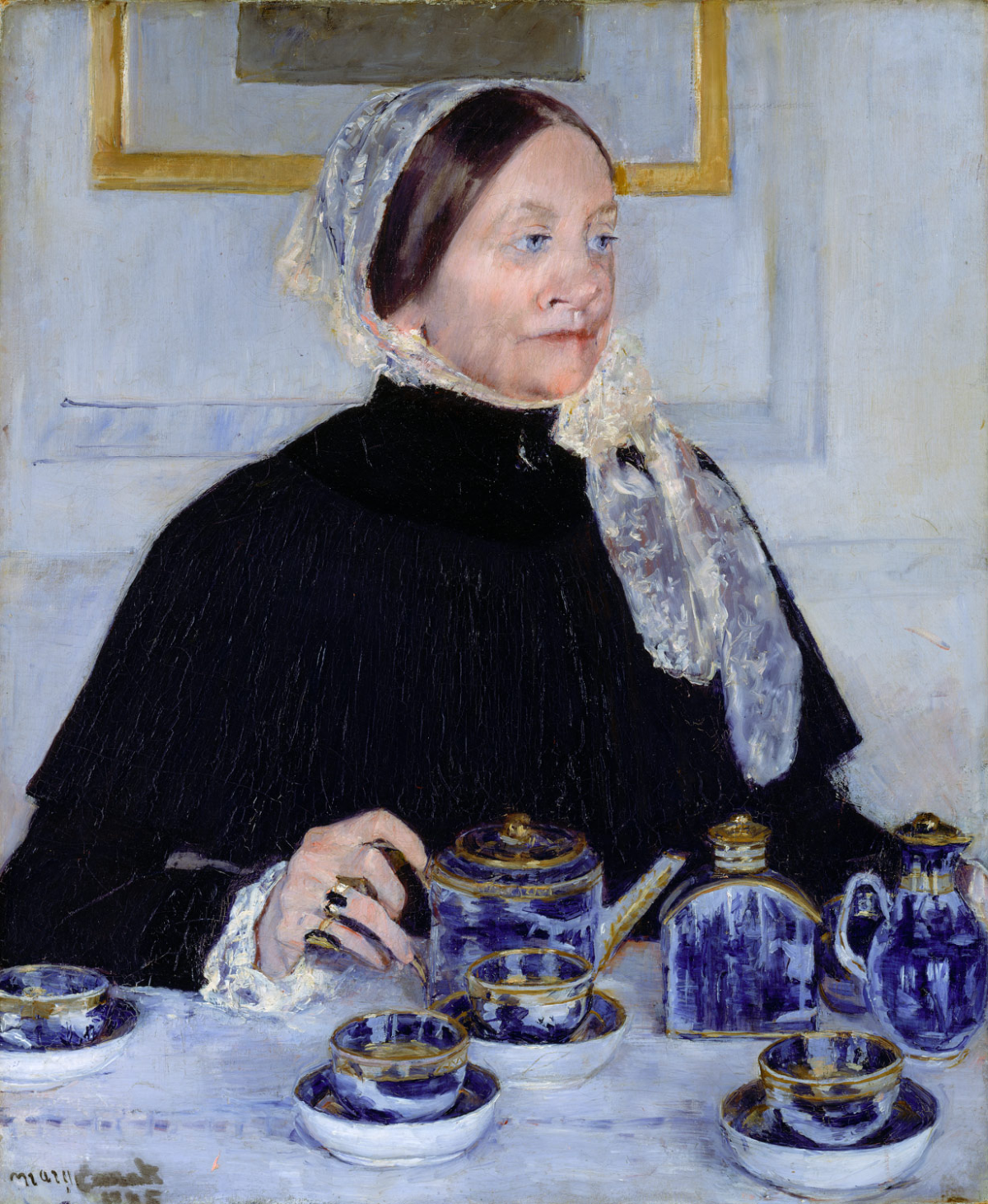 Painting by Cassatt, Lady at the Tea Table