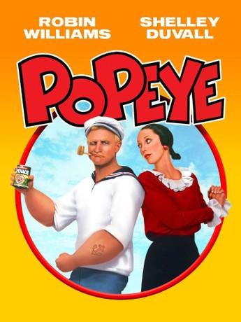 orange background with two people in a circle and red text that says Popeye