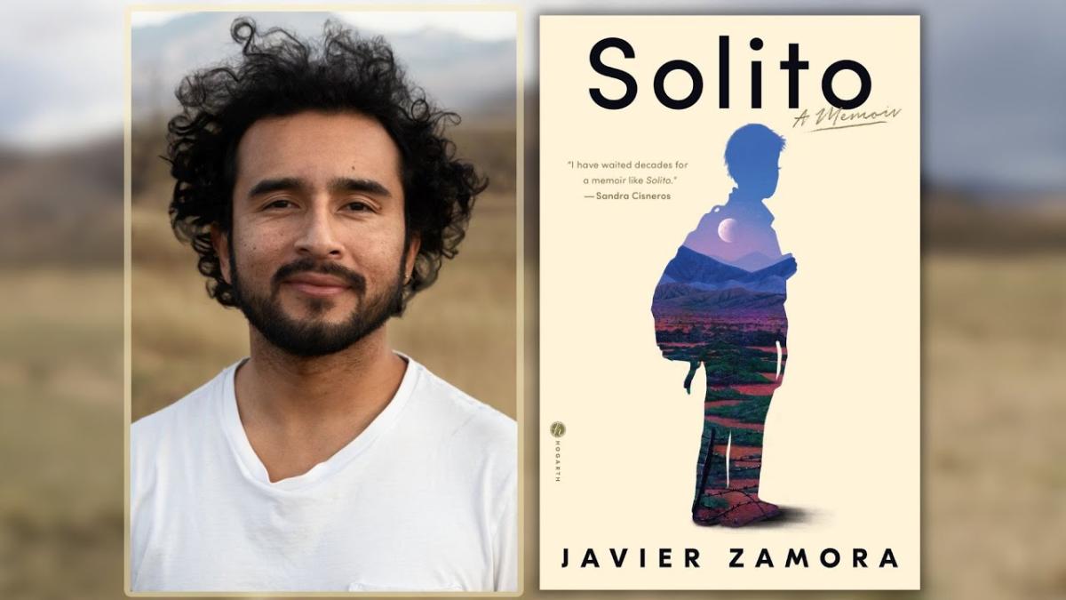 Javier Zamora with his book, Solito