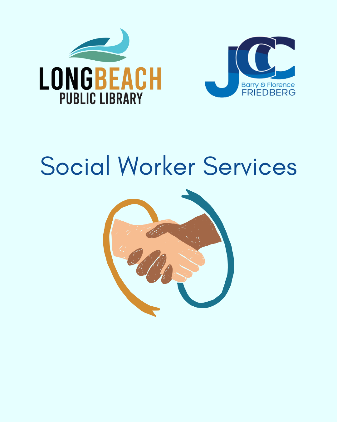 teal background with logos and social worker text